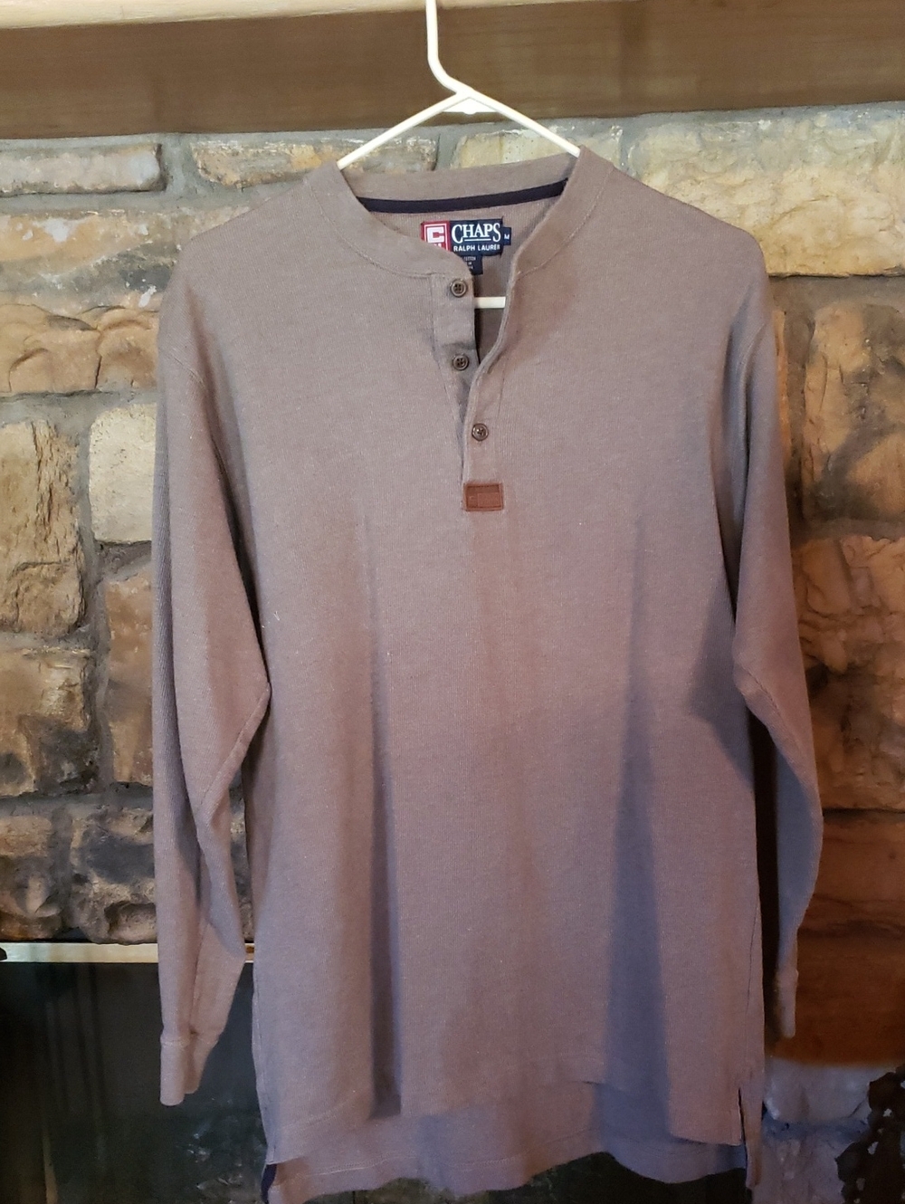 Ralph Lauren (Chaps) Long-Sleeve Henley in Taupe